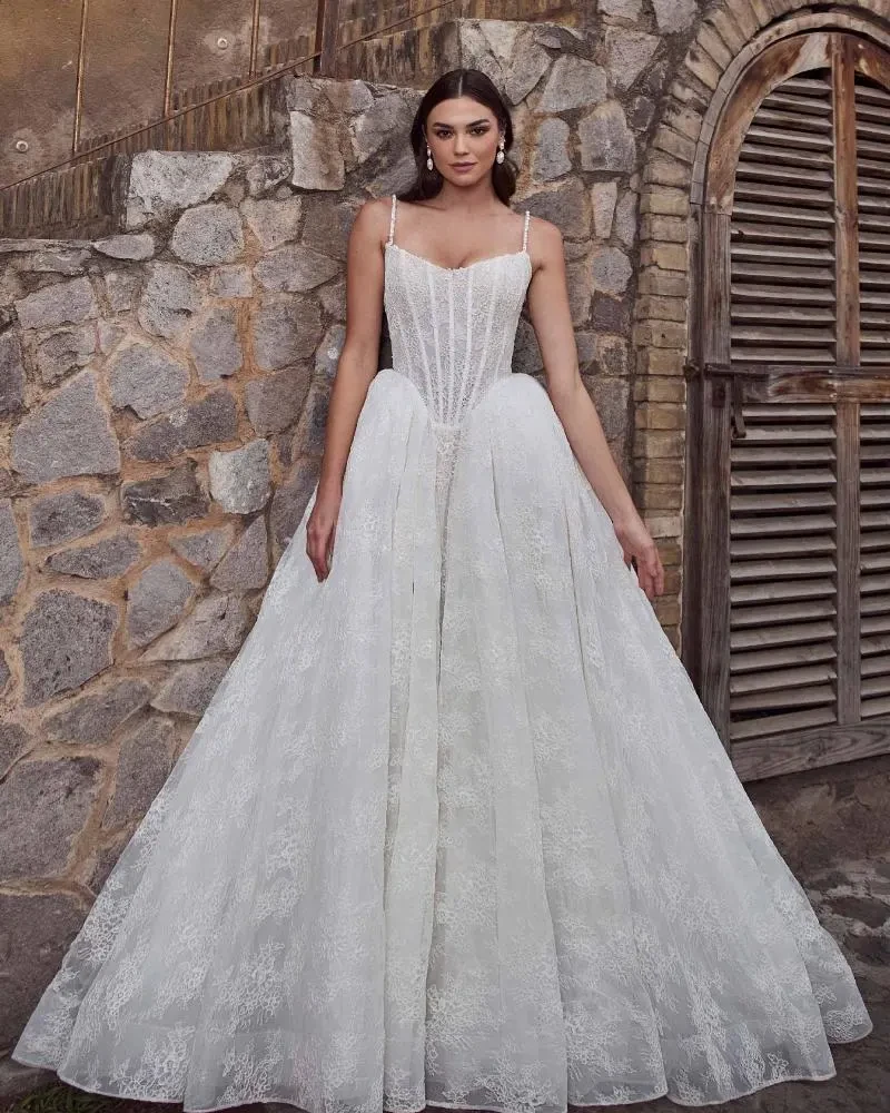 Model wearing a bridal dress.