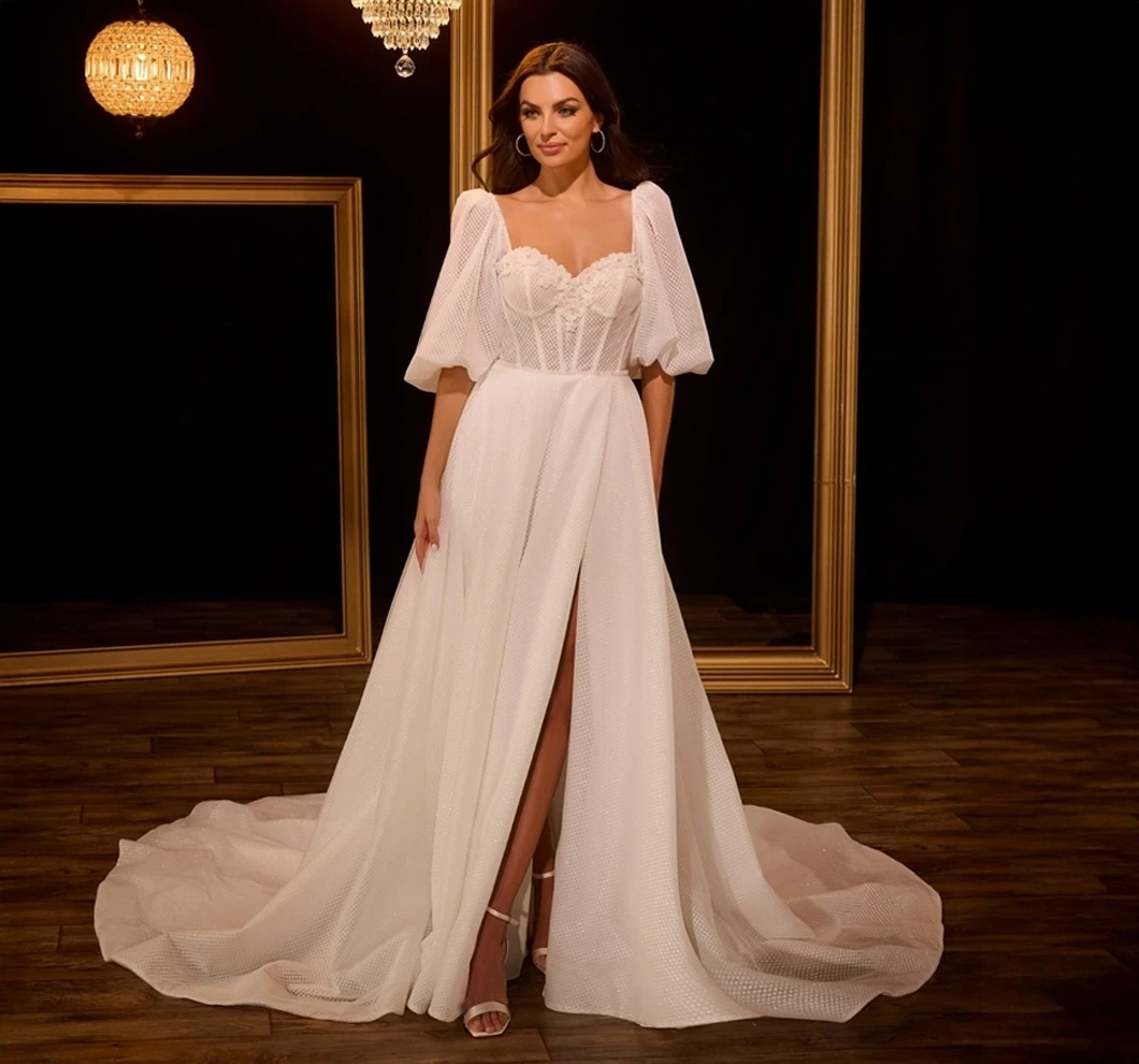 Model wearing a bridal dress.