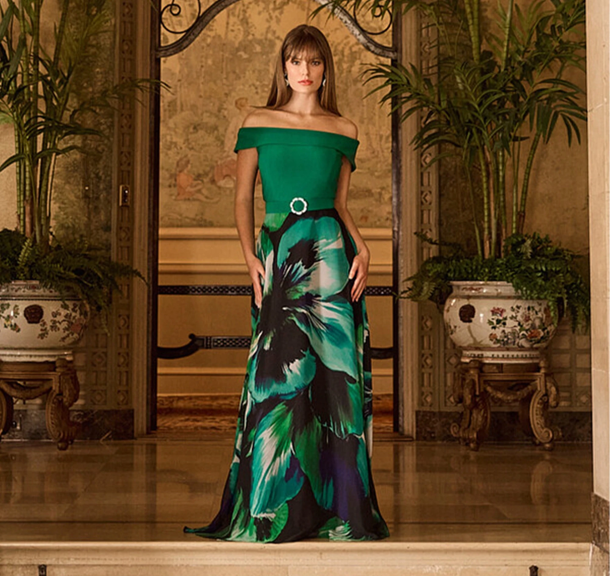 Model wearing a mothers dress.