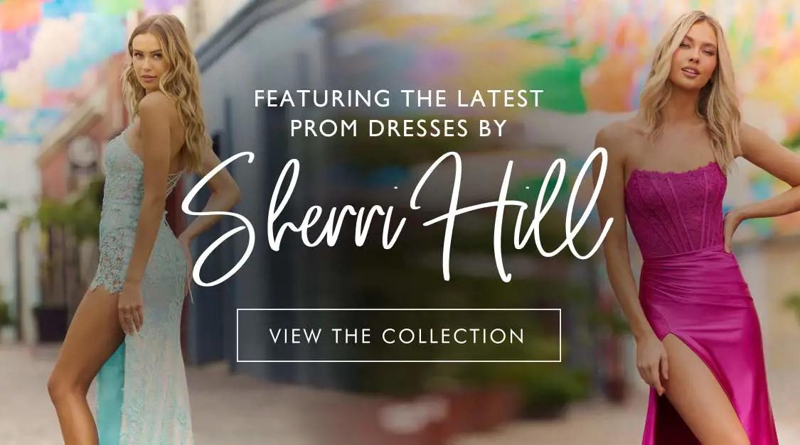 Model Wearing Sherri Hill Prom Dress Mobile Banner
